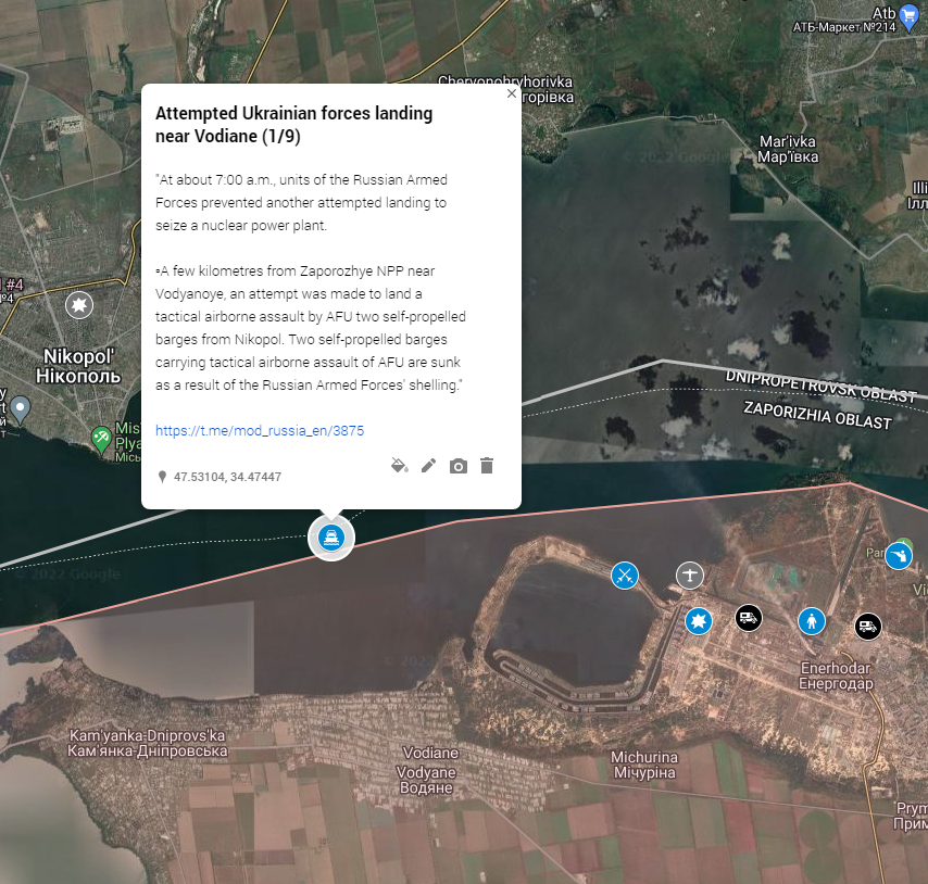 Ukraine launches amphibious assaults on Zaporizhzhia NPP right before