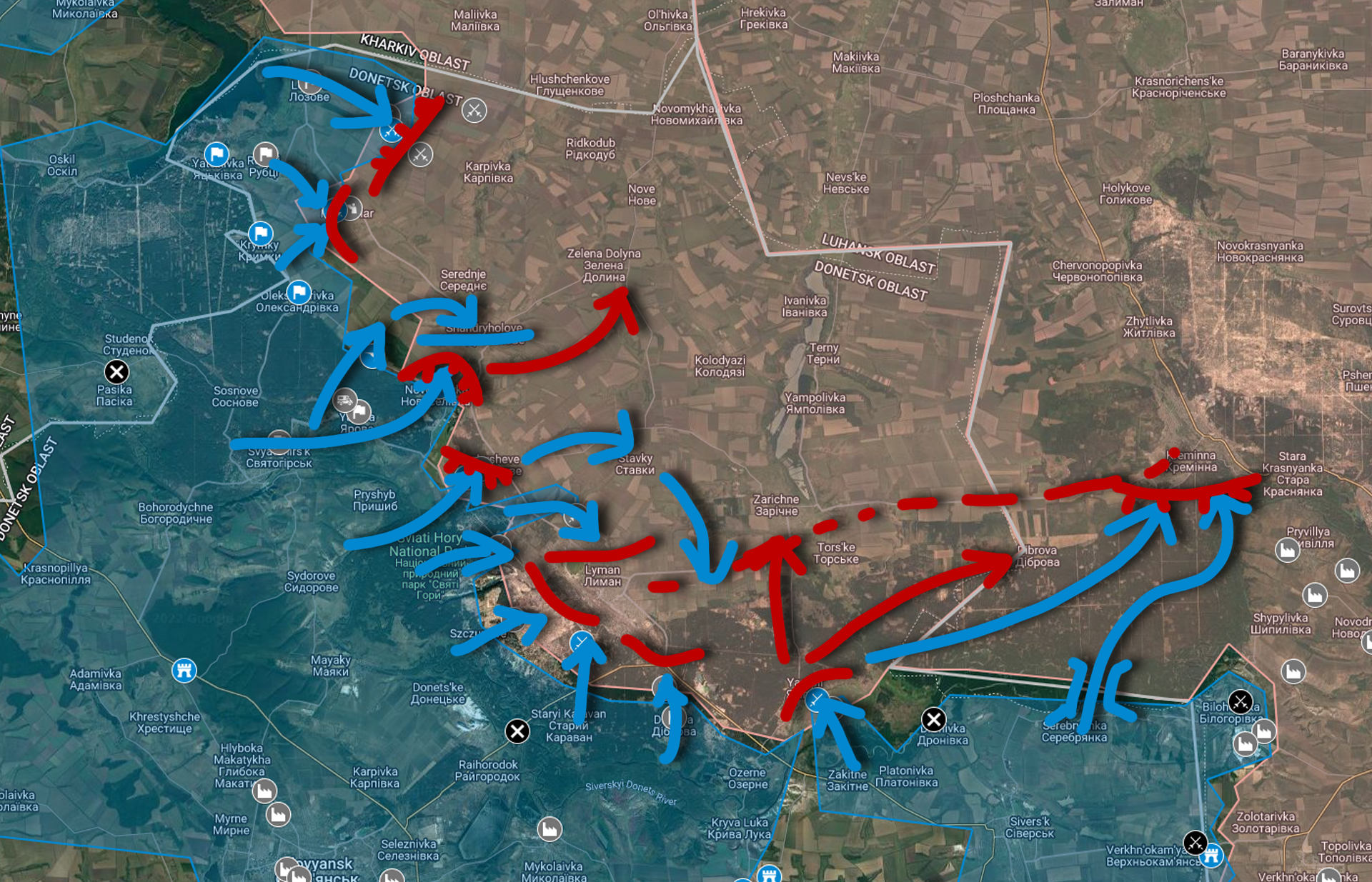 [ Lyman Front ] Ukrainian forces successes north of Lyman; Krymky ...